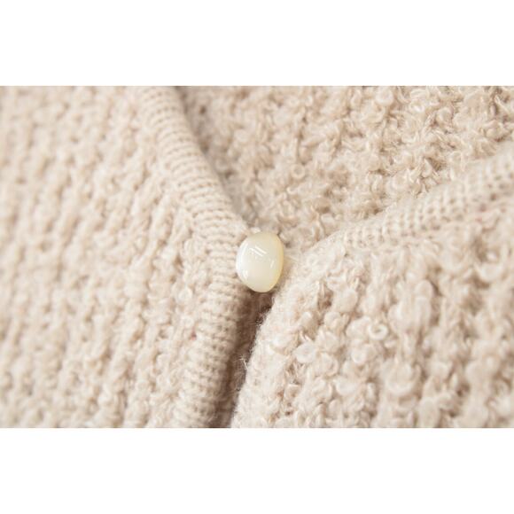 VTG May Co Sweater Cardigan Women's M Beige Boho Buttons Grandmacore Old Money - Picture 4 of 8